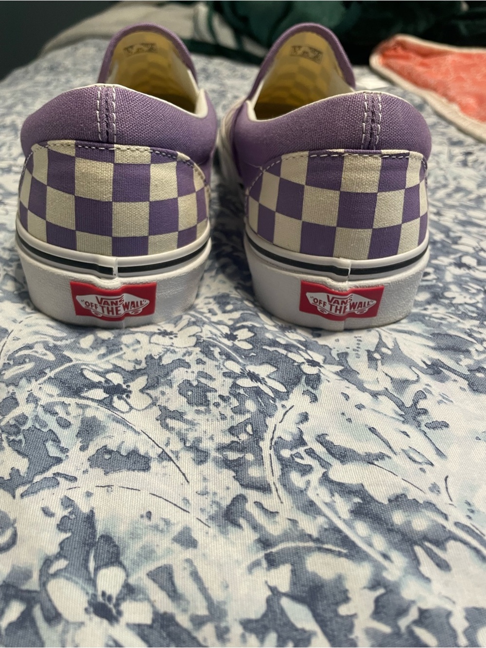 Vans Checkerboard Slip-On Sneakers in Purple and Cream - Picture 3 of 3